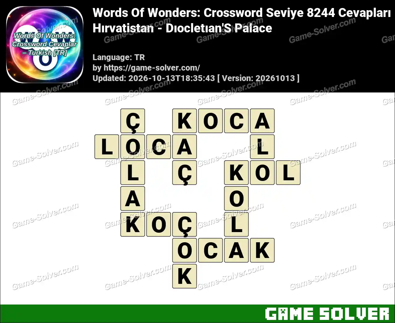Words Of Wonders: Crossword Seviye 8244 Cevapları – Hırvatistan – Dıocletıan’S Palace